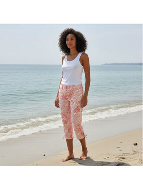 Talbots Pink Floral Capris Size 12